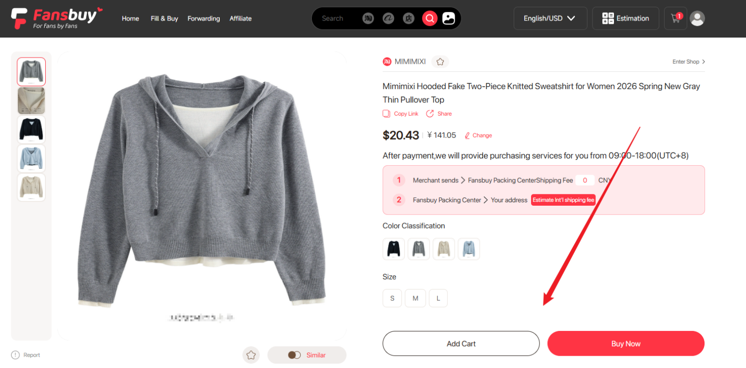 Fansbuy product variant selection before Add to Cart or Buy Now